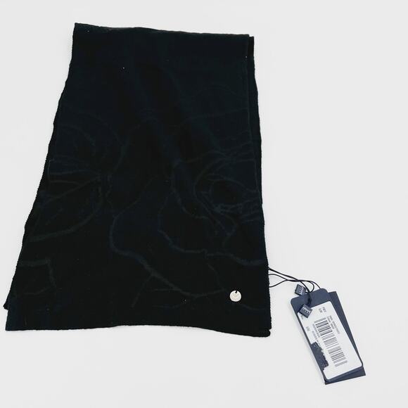 Armani Jeans Stole Black Logo Knit Floral Embroidered Italy Women's NEW $140 - Picture 3 of 4